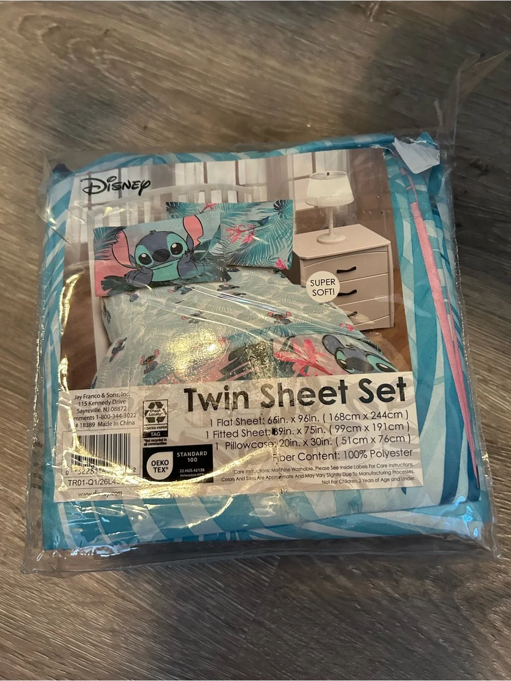Disney Stitch Tropical Twin Sheet Set - Teal & Pink